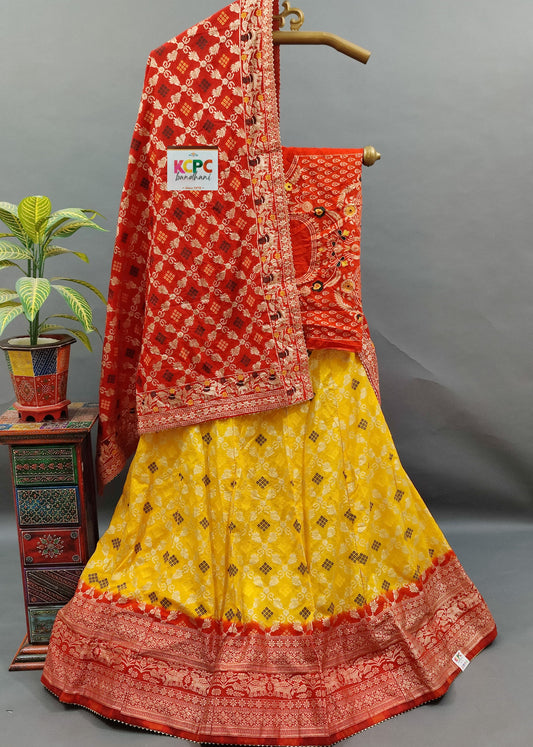 Pure Dola Russian Banarasi Meenakari Lehenga Dupatta Set, IR, bitu