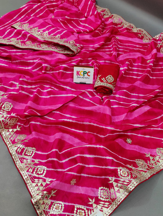 KcPc Latest News launch pure Tussar Chinon gotapatti saree with blouse,RGC