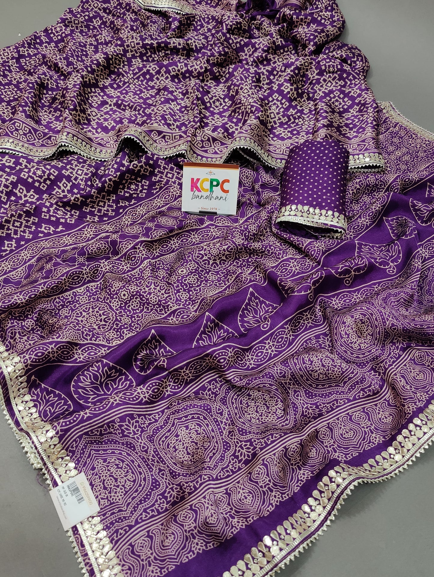 New Launch Designer Gaji Silk Modal Ajrakh Handprint Gotapatti Work Jaipuri Saree,RG