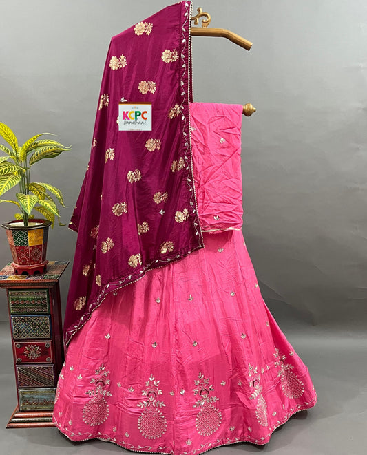 KcPc Latest New Launch Upada Chinon with Katdana Gotapatti Handwork Work Lehenga set,ANJ