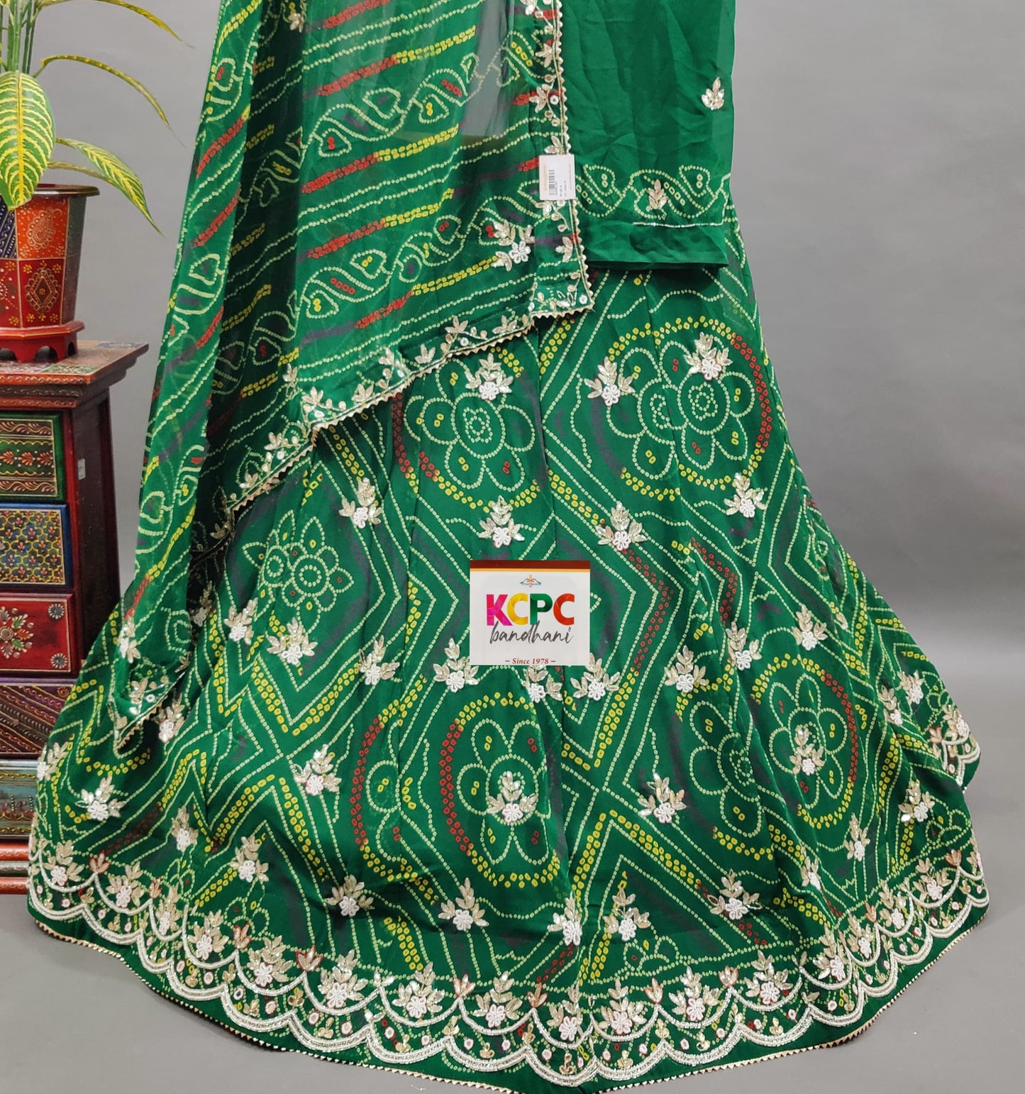 KcPc Exclusive New Pure Georgette Bandhej With Katdana Gotapatti Handwork Lehenga set,RTK