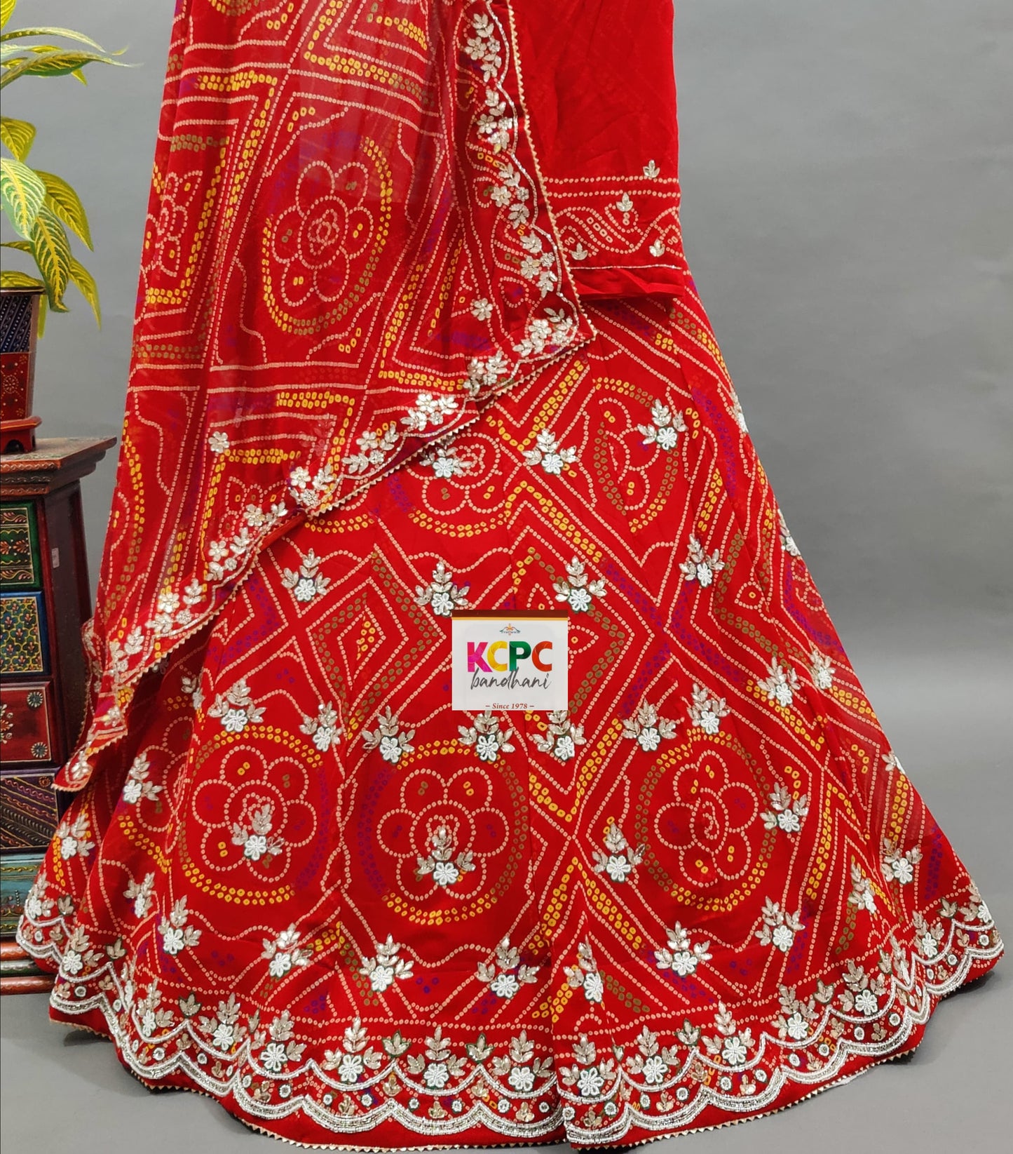 KcPc Exclusive New pure Georgette Bandhej With katdana Gotapatti Handwork jaipuri Lehenga set,KML