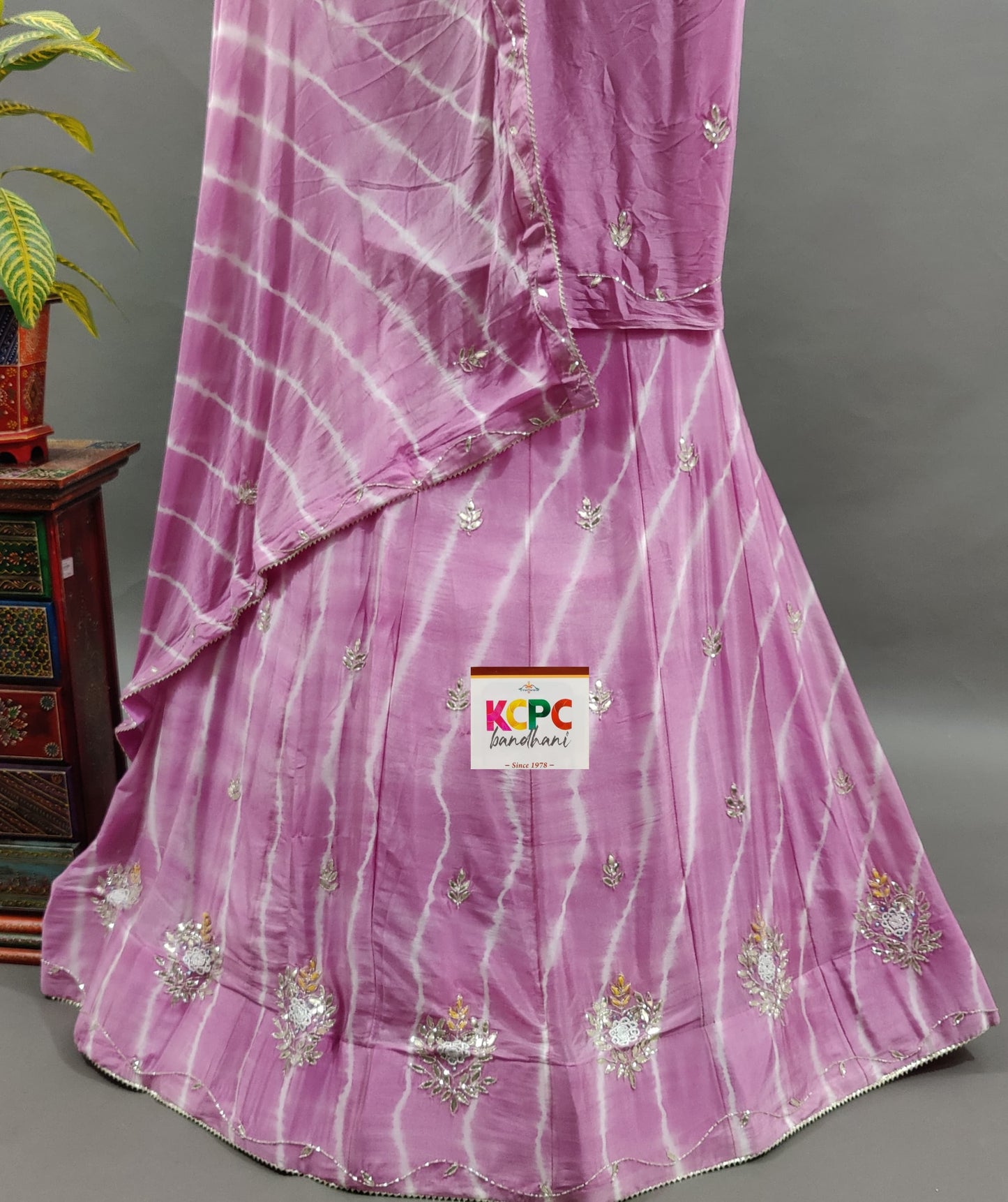 KcPc Latest New Launch Leheriya design chinon silk with katdana Gotapatti Handwork Lehenga set,RAJ