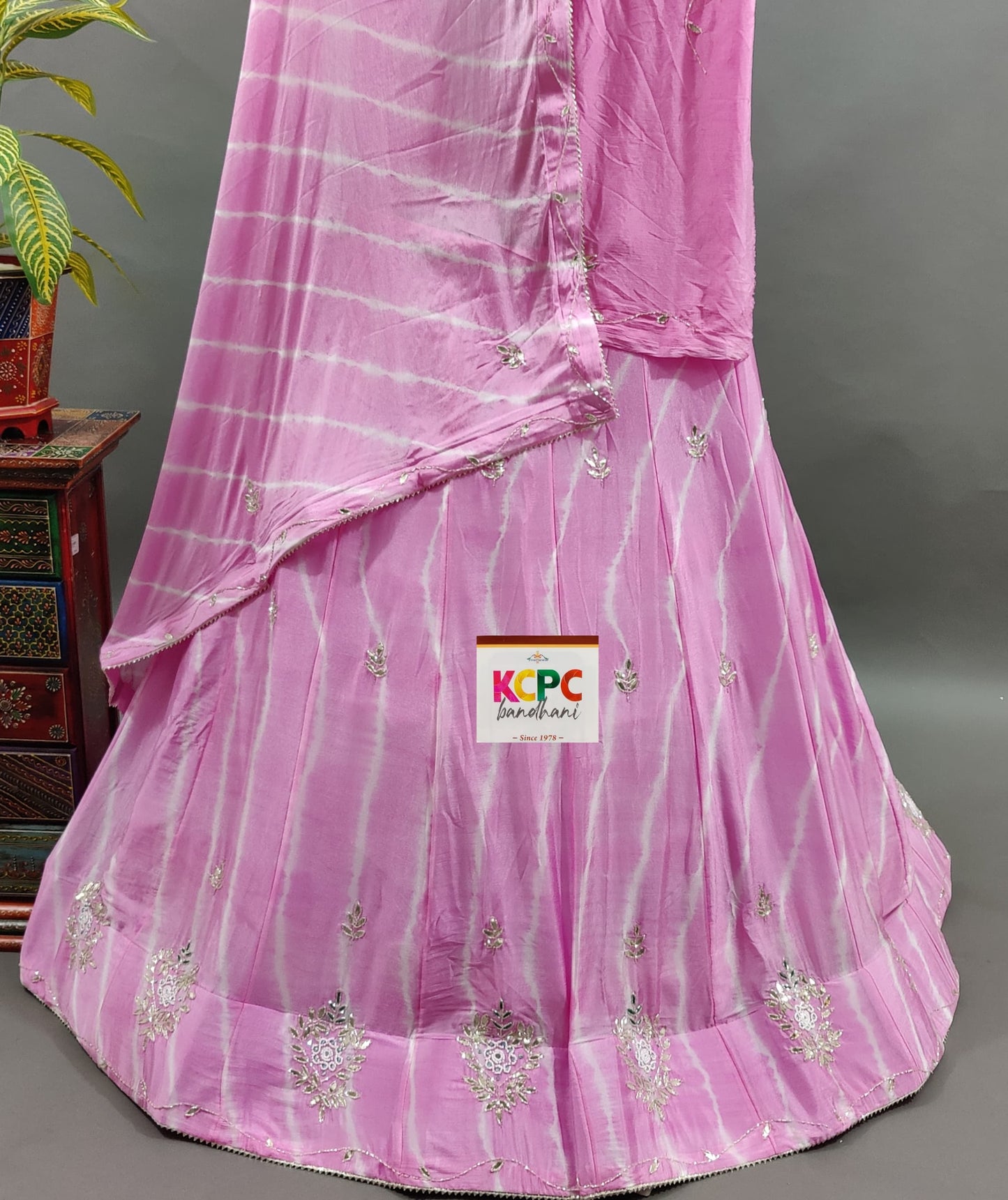 KcPc Latest New Launch Leheriya Design Chinon silk with katdana Gotapatti Handwork Lehenga set,RAJ