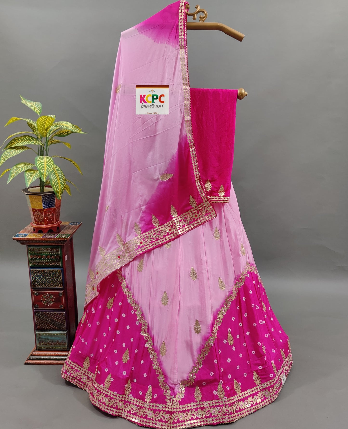 Latest New Pure Chinon Beautiful Jaipuri Bandhej Gotapatti work Lehenga Set,RAJ