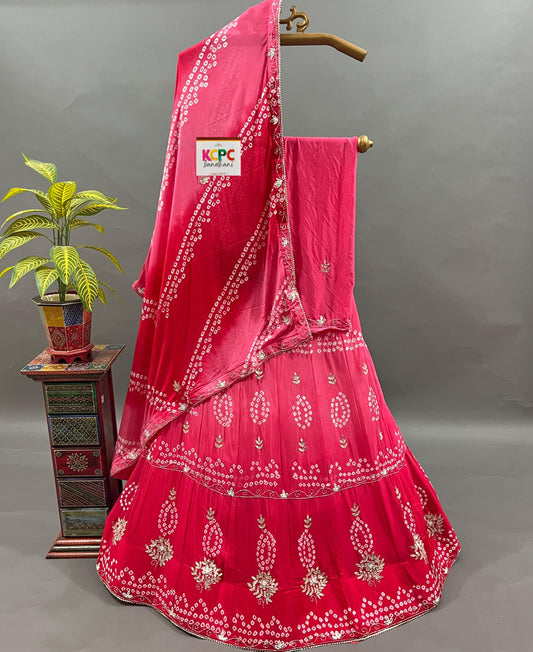 KcPc Latest New chinon silk with katdana Gotapatti Handwork Lehenga set RAJ