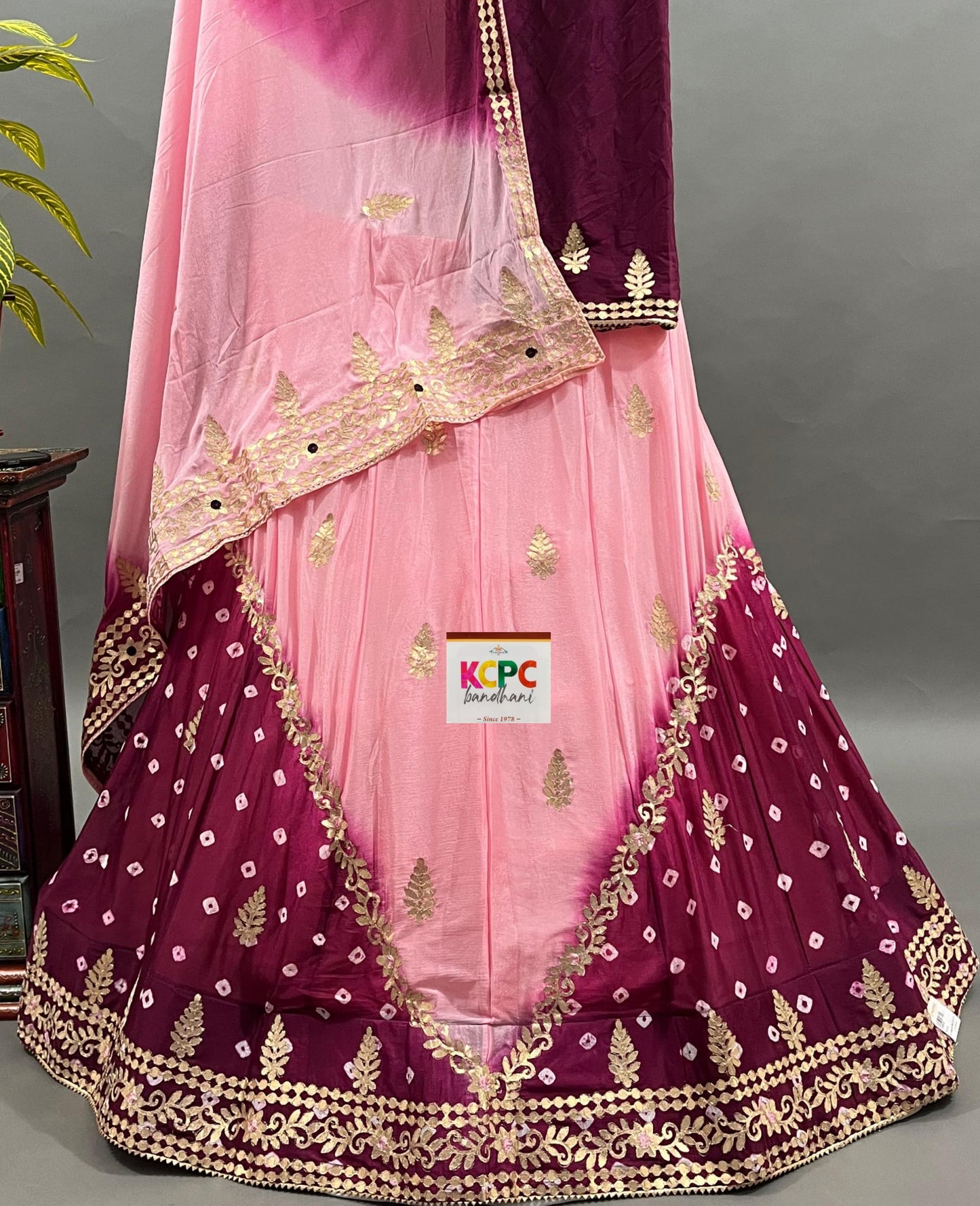 Latest New Pure Chinon Beautiful Jaipuri Bandhej Gotapatti Work Lehenga Set, RAJ