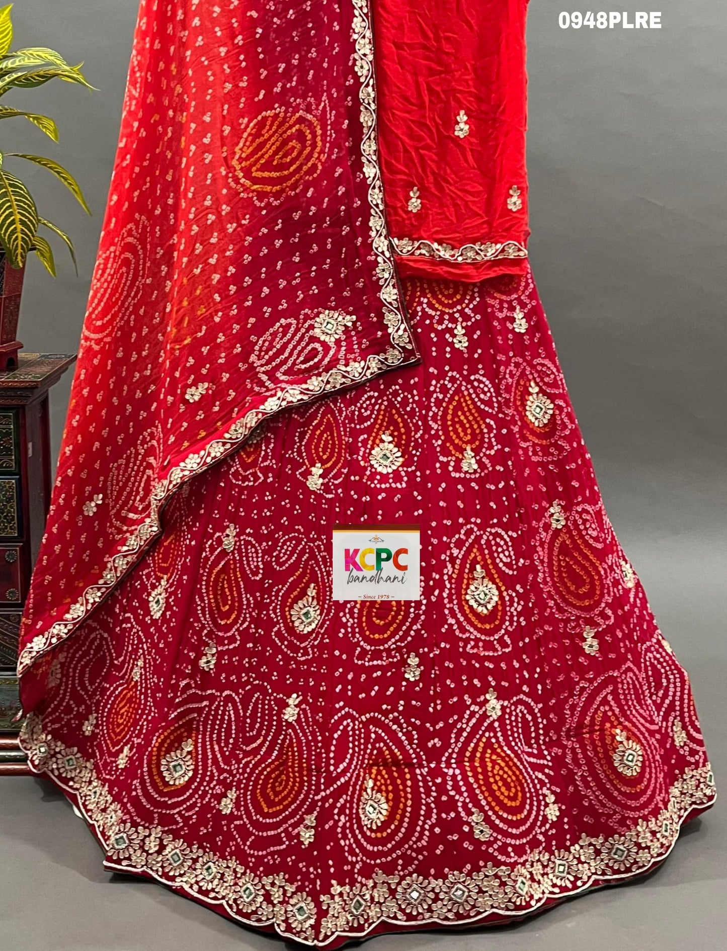 KCPC New Bandhani Collection Designer Jaipuri Pure Ojariya Lehenga set, ANJ