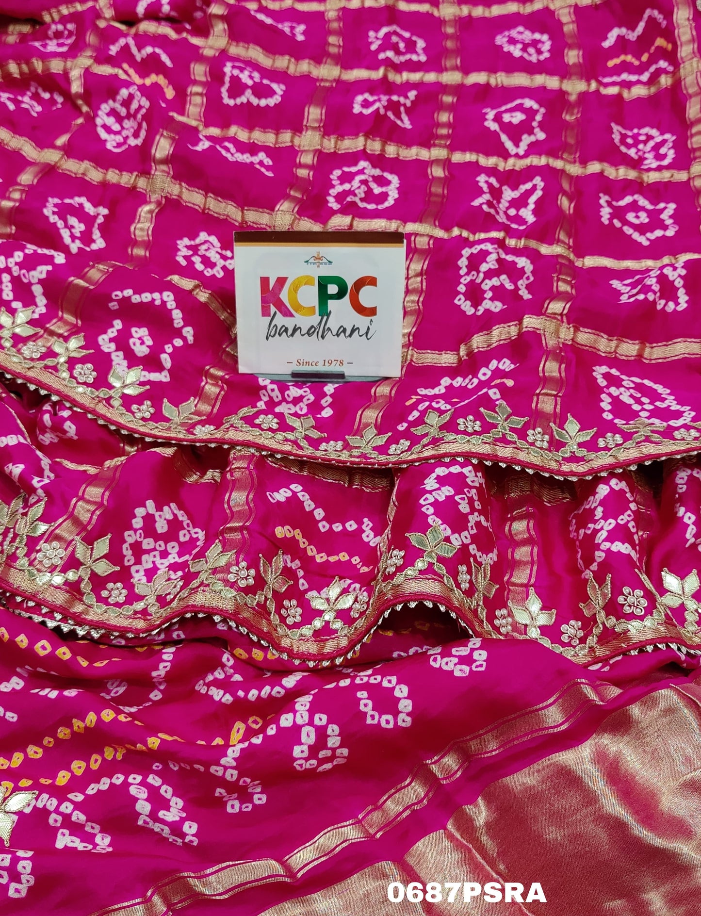 KcPc Latest New Pure Gaji silk Bandhani Hand Gotapatti Work saree With Blouse,AMT