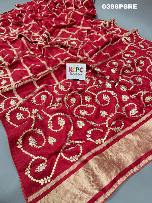 KCPC New Beautiful Semi Gaji Silk Gotapatti Work Saree With Blouse