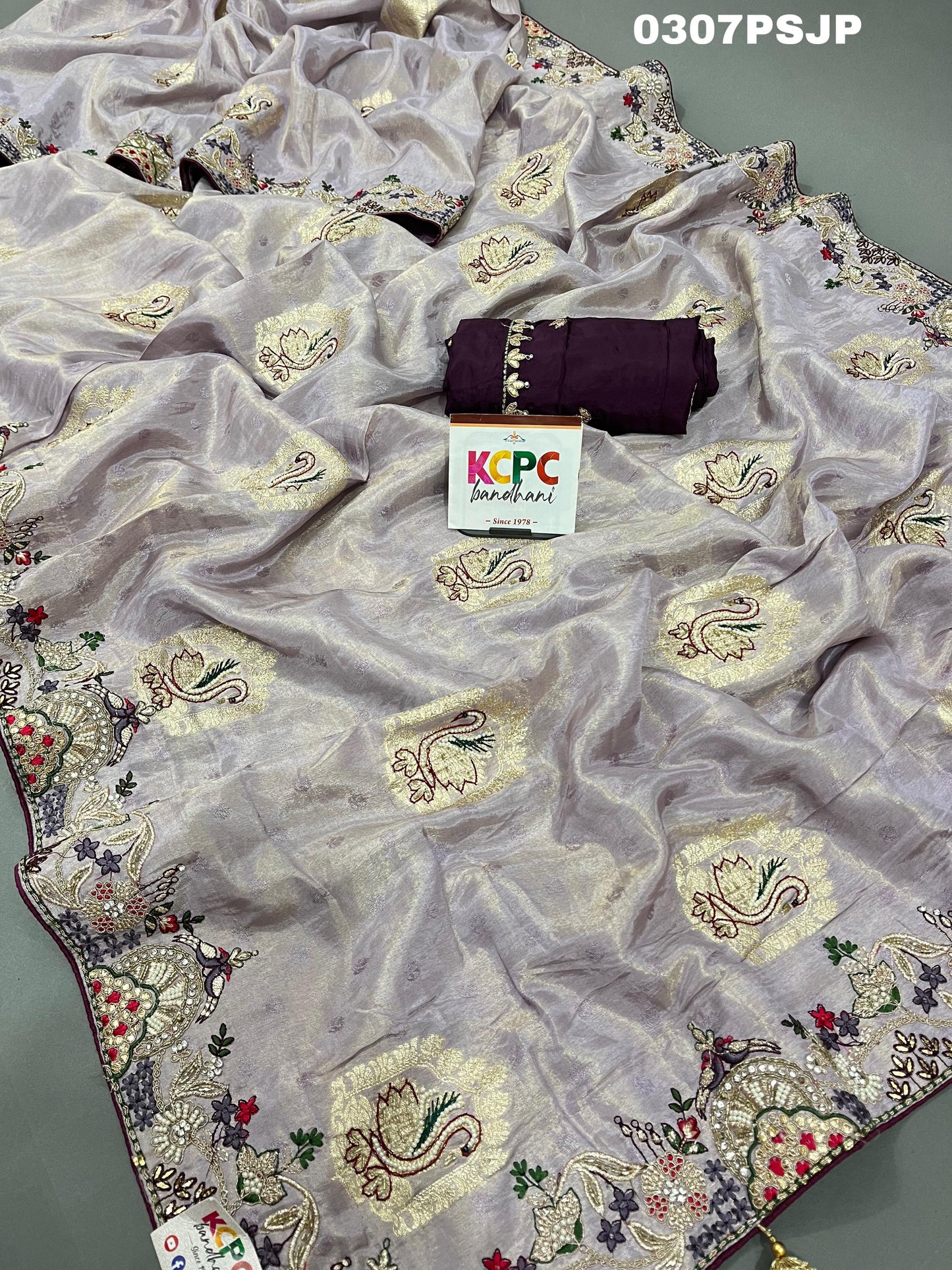 KCPC Latest New Pure Munga silk Heavy kashida Embroidery Saree With Blouse,JP