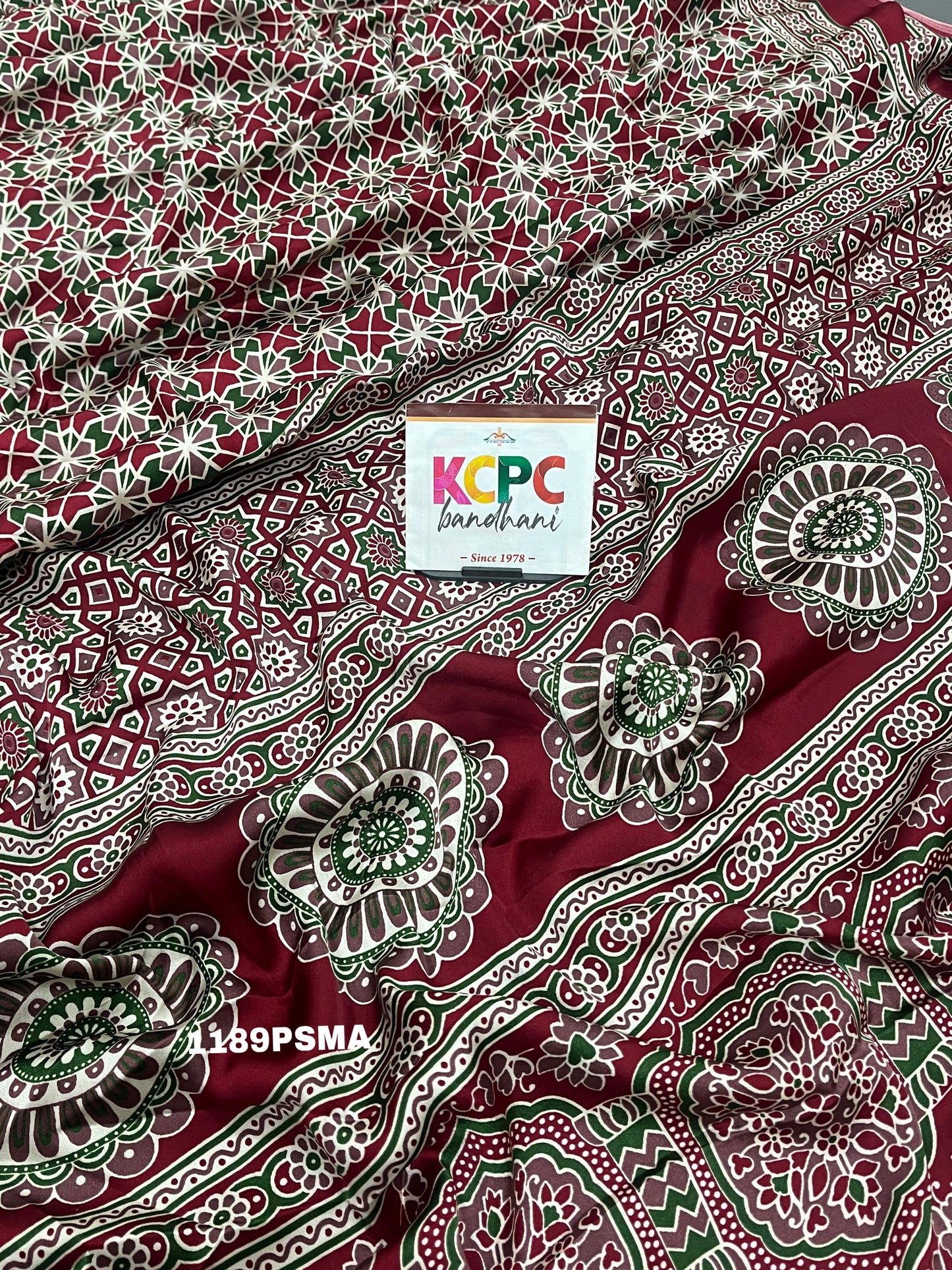 KCPC Launching New modal Silk Ajrakh print Saree With Blouse, APL