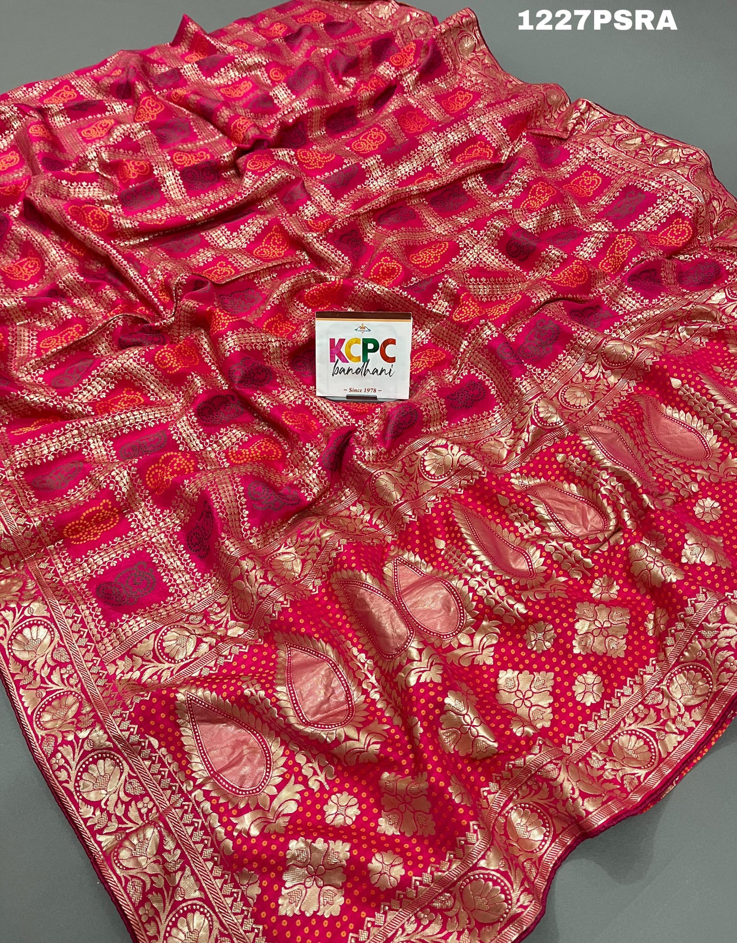 KcPc Latest New H O Silk Bandhni Heavy Zari  Weaving Saree With Blouse