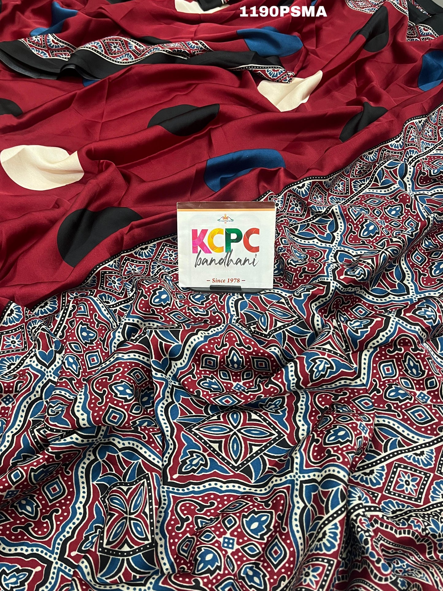 KCPC Launching New Modal Silk Ajrakh Print Saree With Blouse,APL