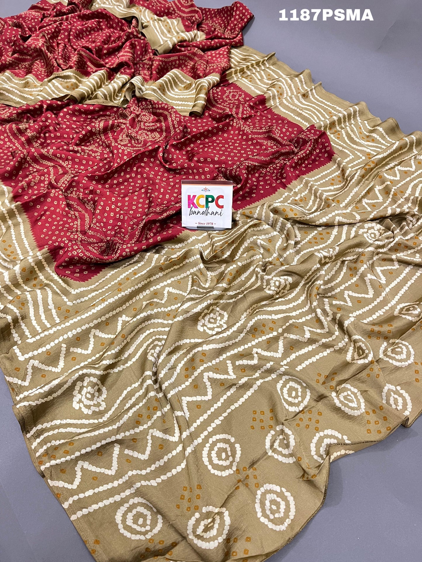 KCPC Launching New Chinon Silk Bandhani Saree,APL