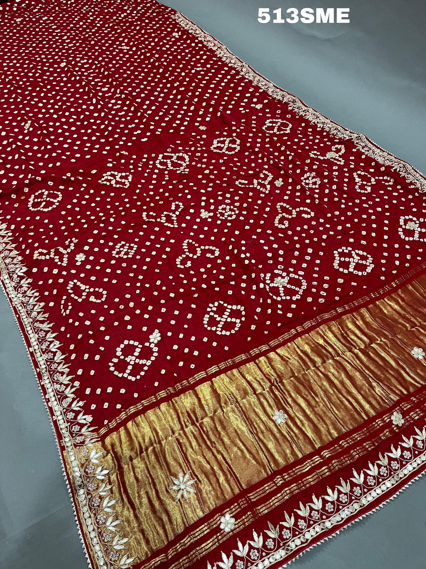 Pure Gaji Silk Bandhej with gotaptti Work With Tussles Saree, KCPC, NR