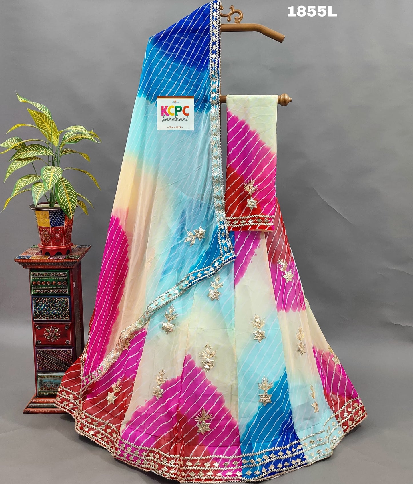 KcPc Exclusive New Multi Colour Lahariya With Gotapatti Handwork Lehenga set,mhs