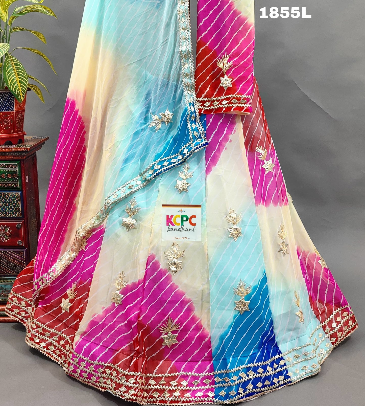 KcPc Exclusive New Multi Colour Lahariya With Gotapatti Handwork Lehenga set,mhs