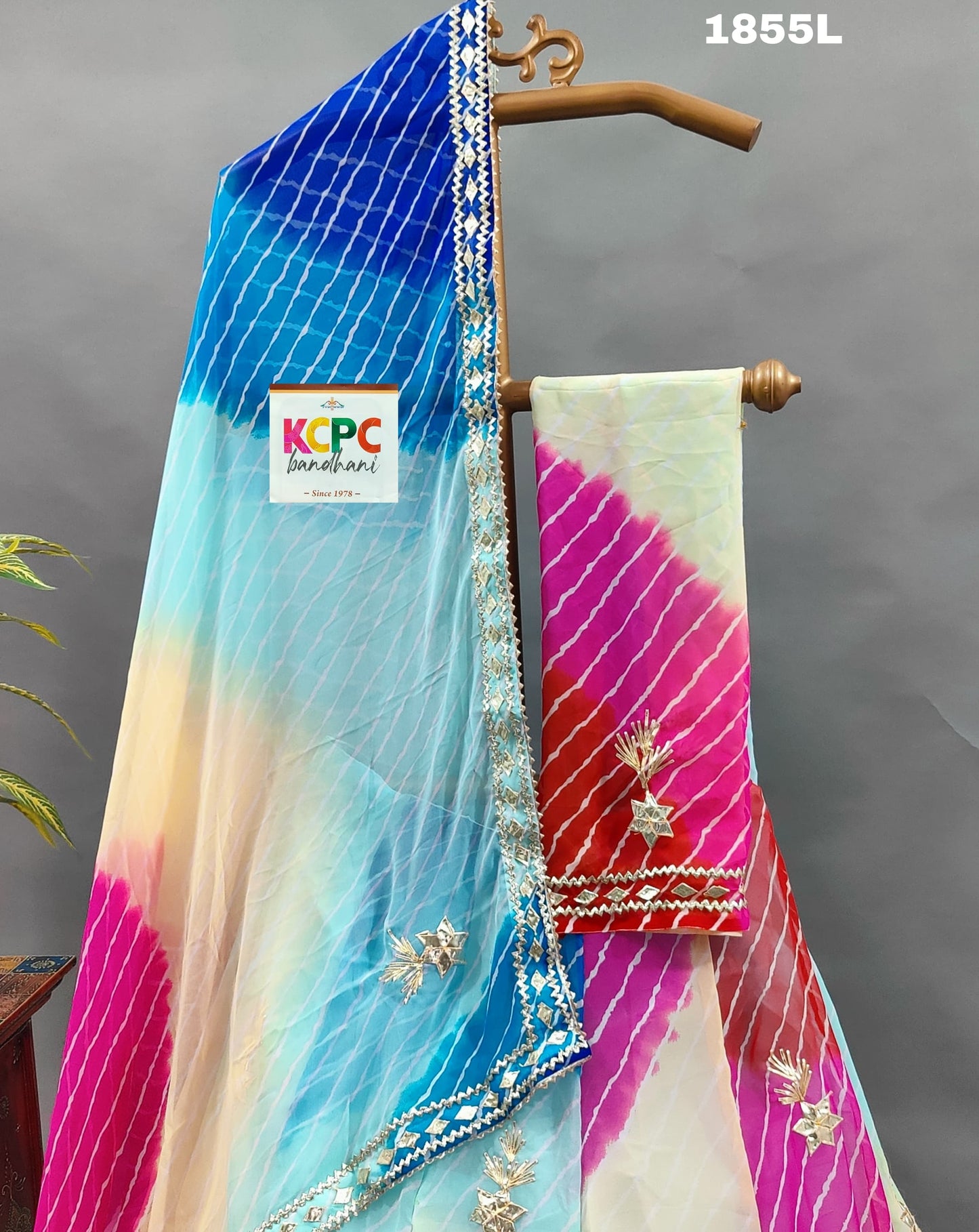 KcPc Exclusive New Multi Colour Lahariya With Gotapatti Handwork Lehenga set,mhs