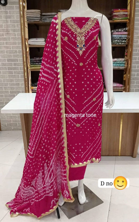 KcPc New Art Silk Bandhani GotapattiWork Salwar suit,KML