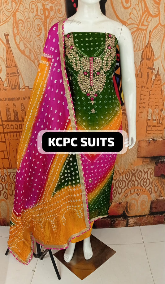 KcPc New Art Silk Bandhani GotapattiWork Salwar suit,KML