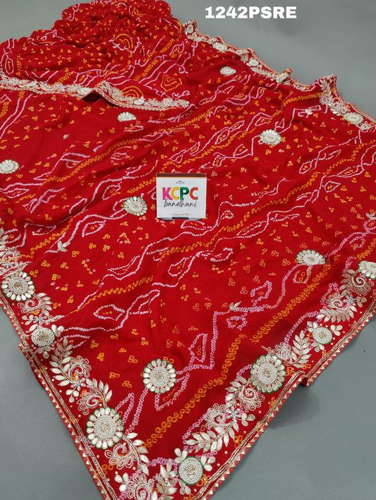 KcPc Latest new Pure Ojariya Cutdana Handwork Bandhani Saree,MAD