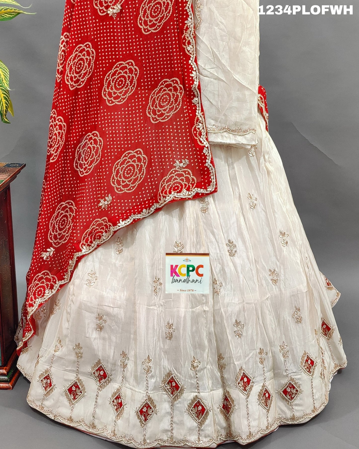 KcPc New Pure Upada Silk with Georgette Bandhani Dupatta Cutdana Gotapatti work Lehenga set,MAD