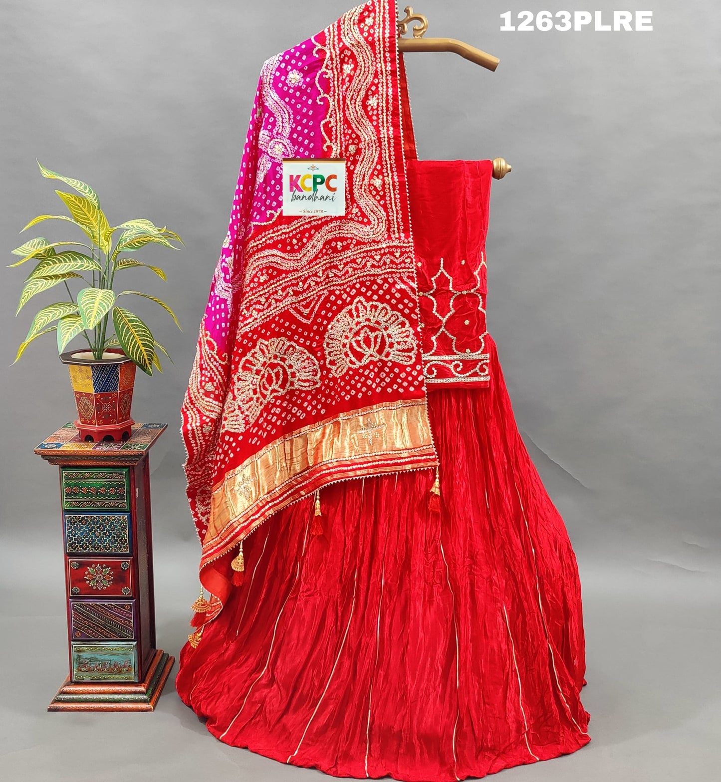 KcPc New Pure Gaji Silk lehenga With Bandhani Heavy Gotapatti Work Dupatta,RGC