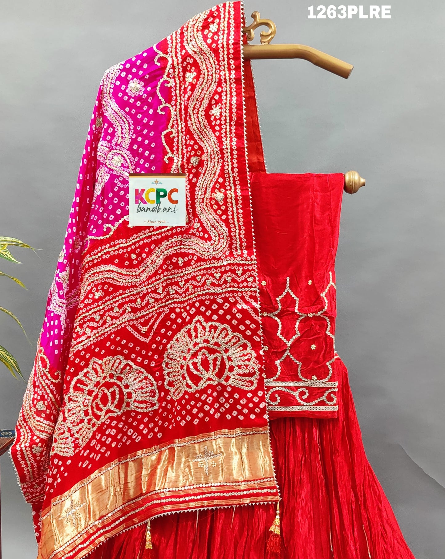 KcPc New Pure Gaji Silk lehenga With Bandhani Heavy Gotapatti Work Dupatta,RGC