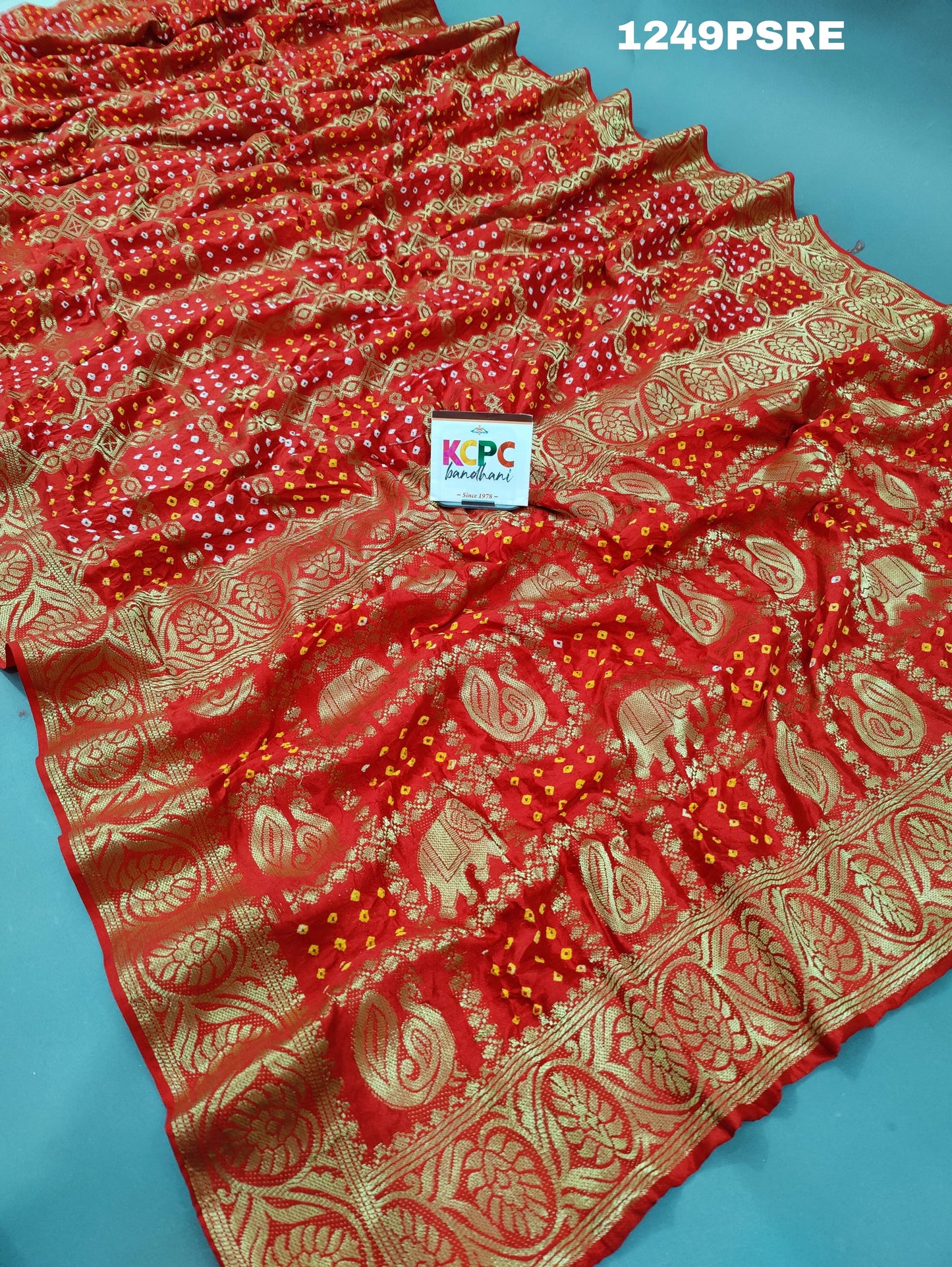 KcPc New Banarasi Handloom Bandhni Saree With Blouse,SRD