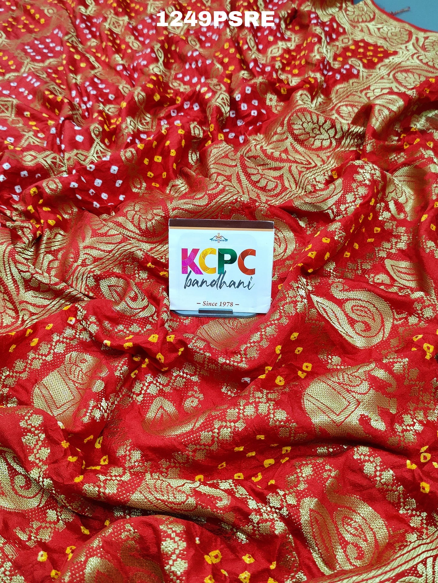 KcPc New Banarasi Handloom Bandhni Saree With Blouse,SRD