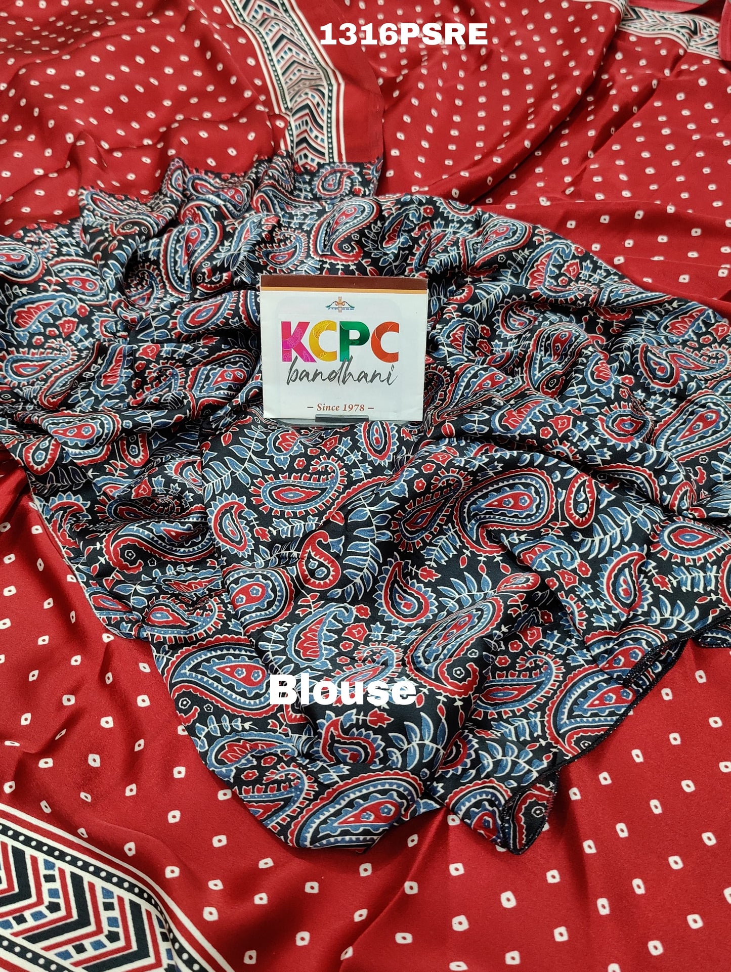 KcPc Launch new Modal Silk Ajrakh Print Pallu Bandhani Saree With Blouse,APL