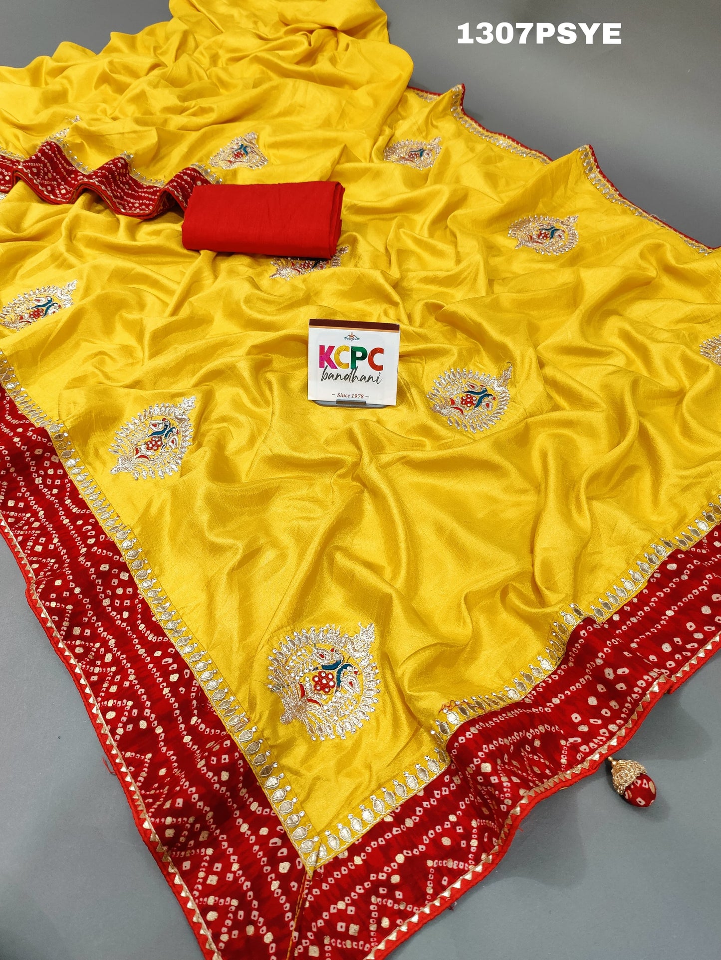 KcPc New Pure Dola Silk Bandhej Border Codding Work Saree,AMT