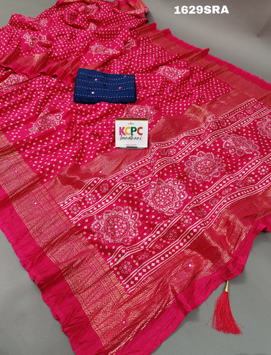 Kcpc New Beautiful Cotton silk Plastic mirror work saree with Blouse