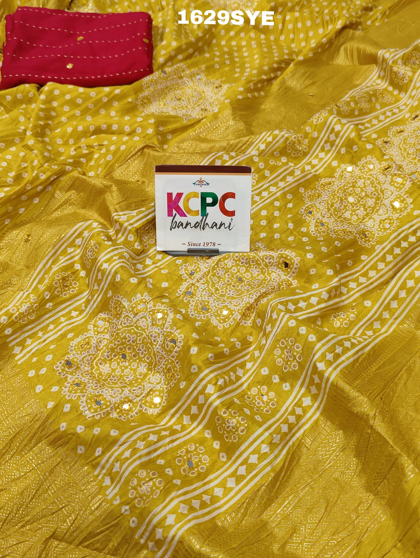 Kcpc New Beautiful Cotton silk Plastic mirror work saree with Blouse