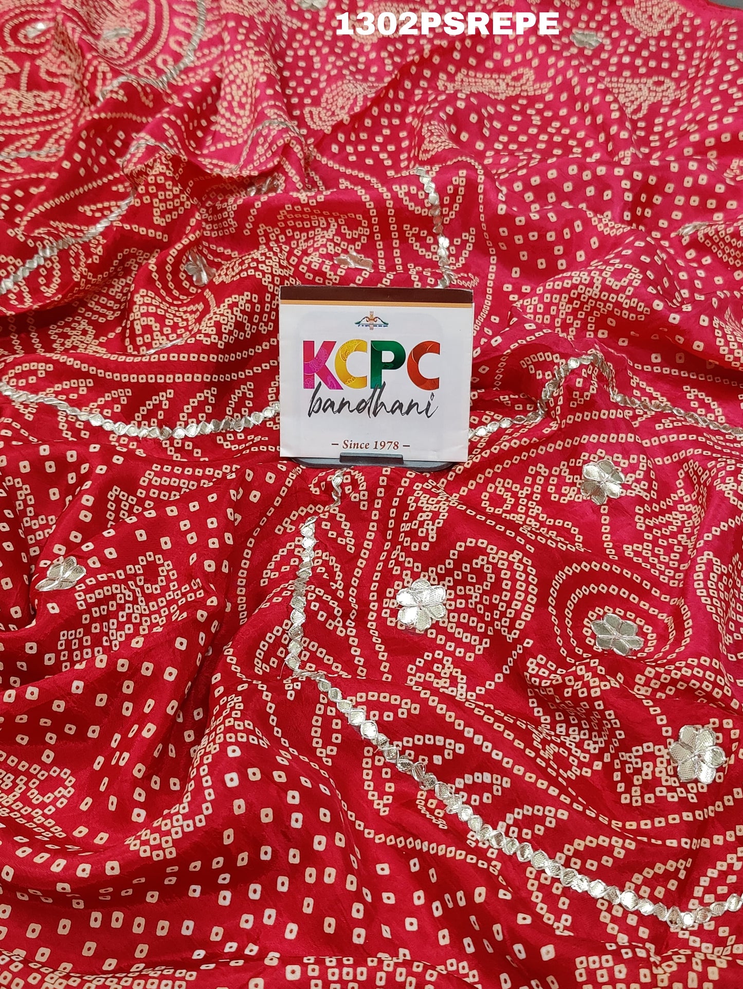 KcPc New Ho silk Gharchola Pallu Bandhani Gota patti Saree,RG