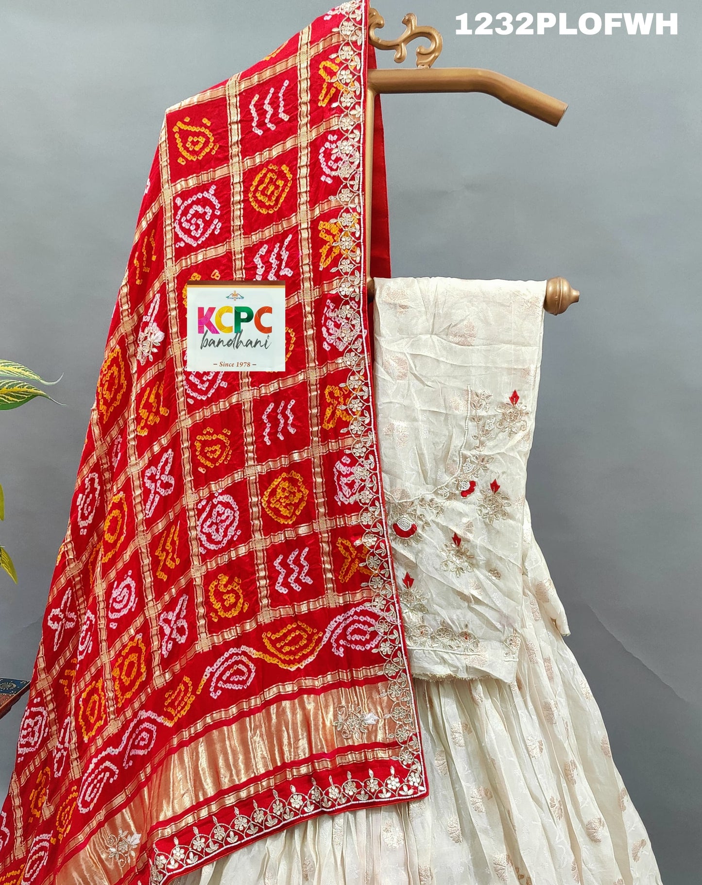 KcPc Pure Chinon Silk with Gaji silk Dupatta Cutdana Gotapatti  Lehenga set,MAD