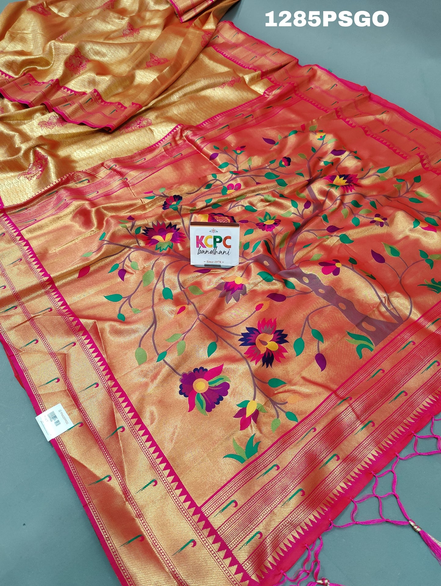 KcPc New arrival paithani silk Beautiful Zari border Pallu saree,SANG