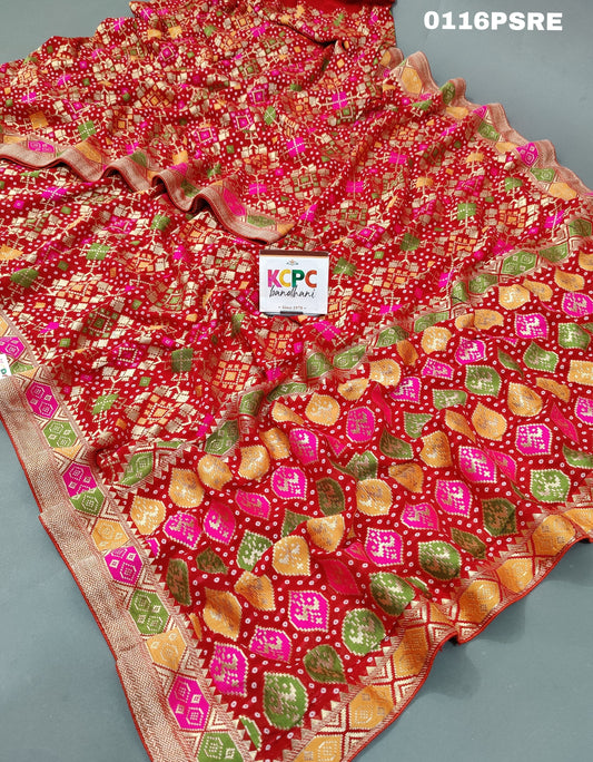 KcPc New Banarasi Handloom Bandhani weaving with Meenakari weaving Saree,RG