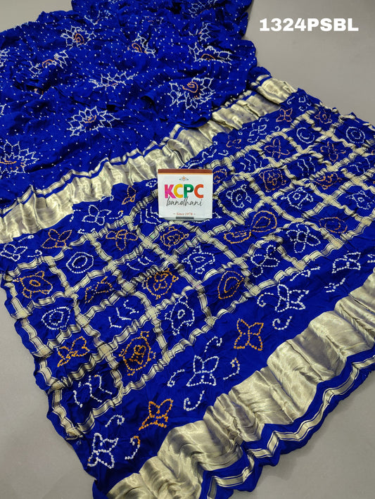 KcPc Beautiful New Design Pure Gaji silk Bandhani gharchola pallu Saree