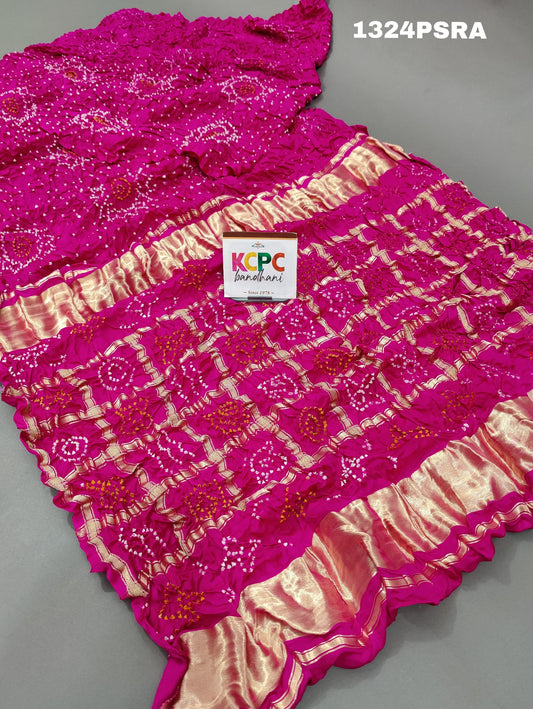 KcPc Beautiful New Design Pure Gaji silk Bandhani gharchola pallu Saree