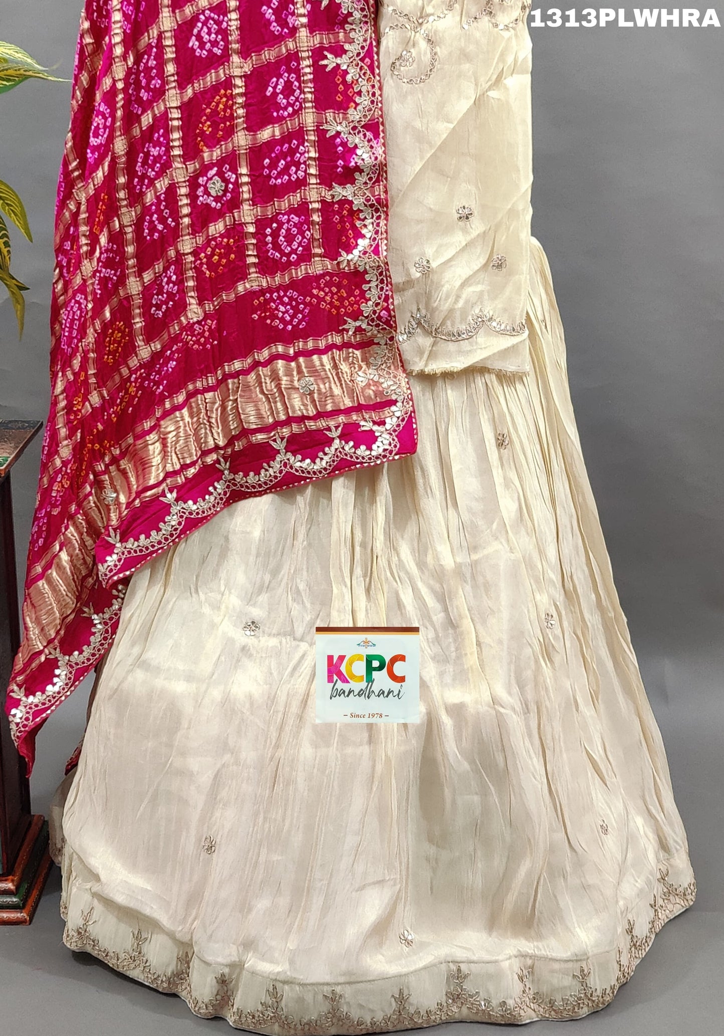 KcPc New Pure Tussar Tissue Gotapatti Lehenga With Bandhani Gotapatti Work Dupatta,RGC