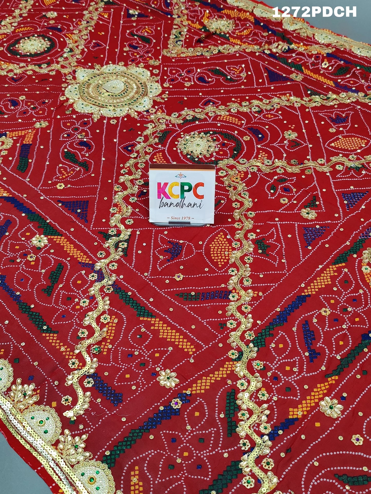 KcPc Rajasthani Marwadi Chunri dupatta stone work Handmade bandhej