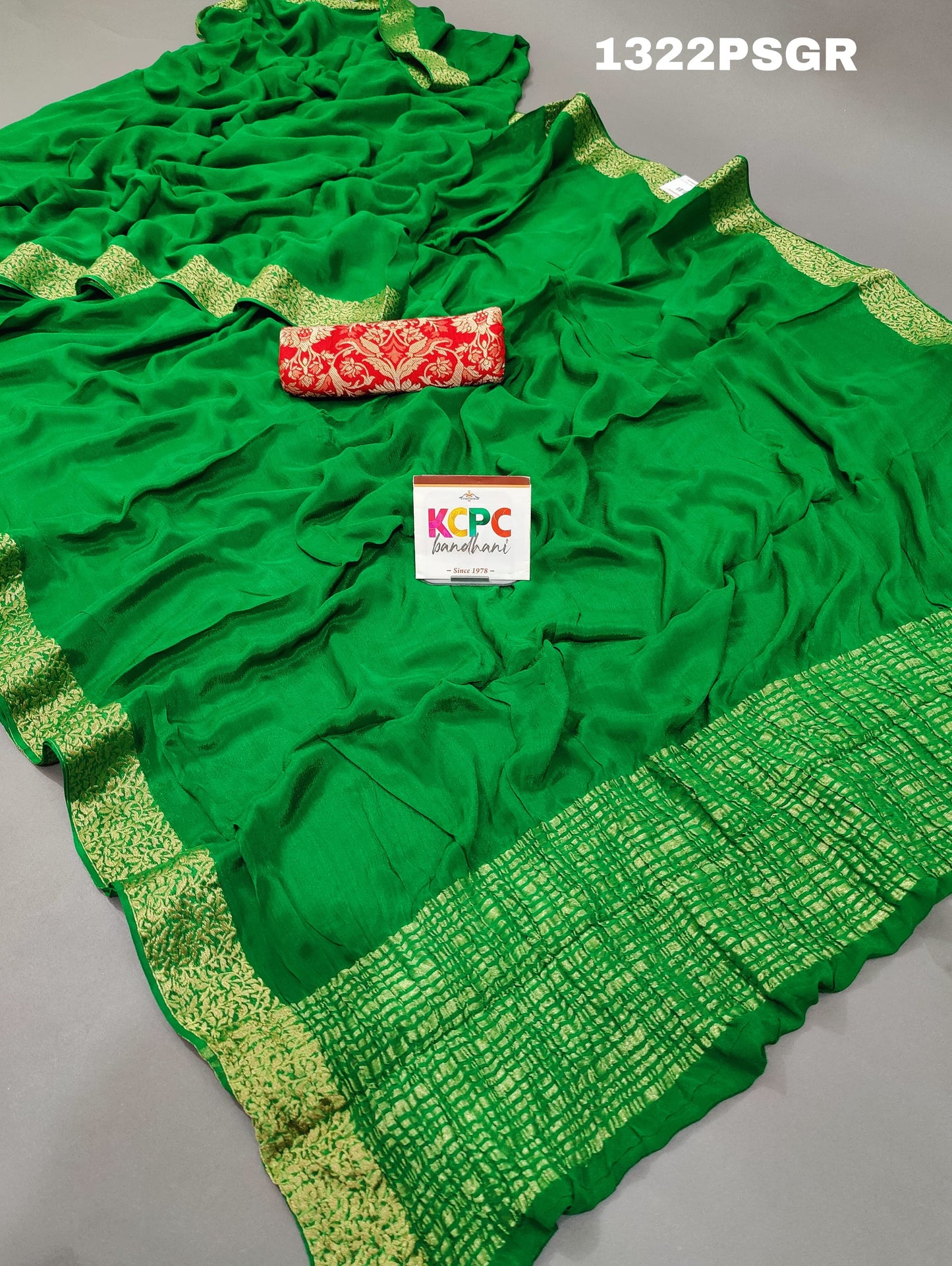 KcPc New arrival Pure Ojariya Chinon Beautiful Zari border Pallu saree,MAHA