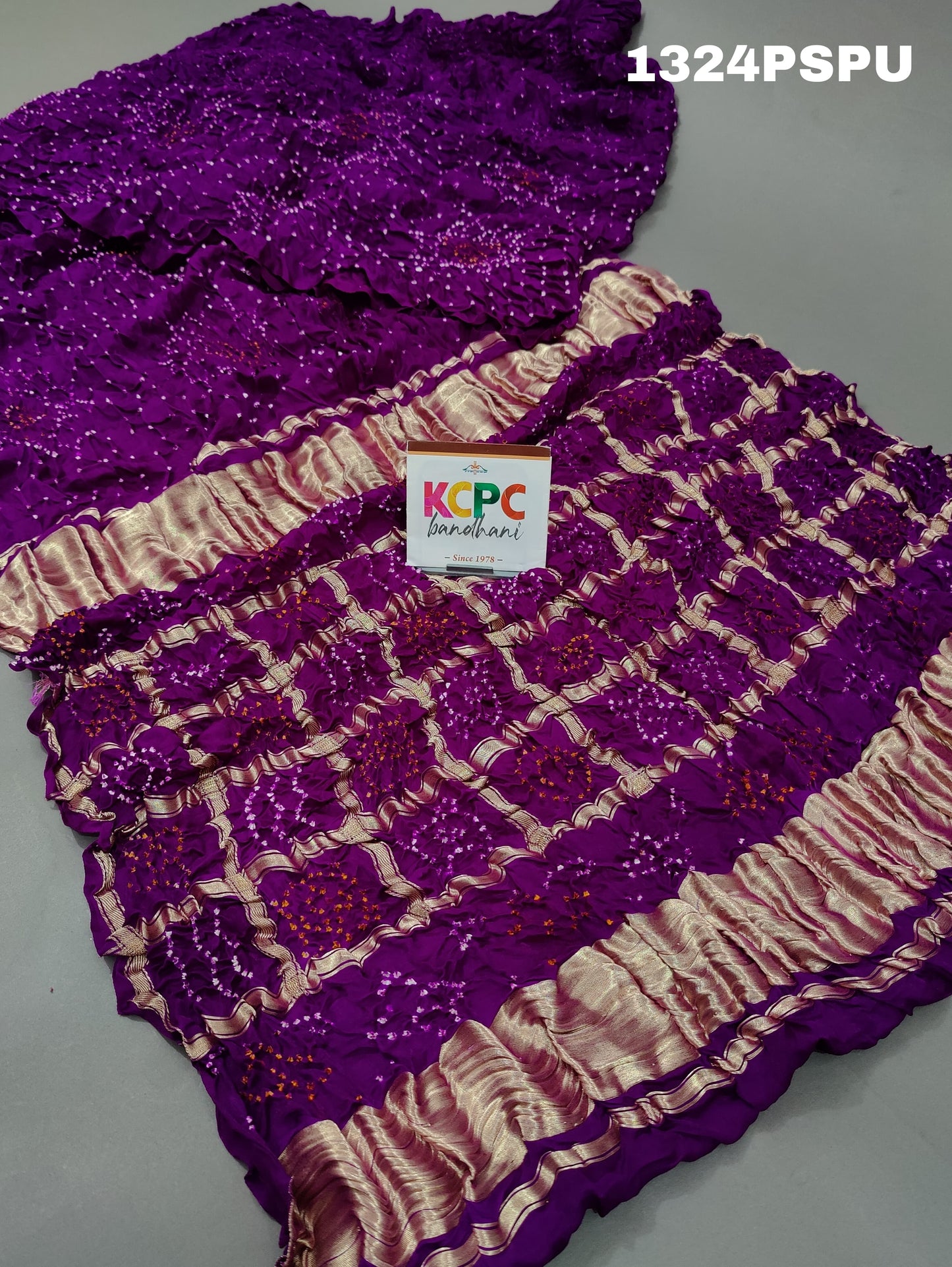 KcPc Beautiful New Design Pure Gaji silk Bandhani gharchola pallu Saree