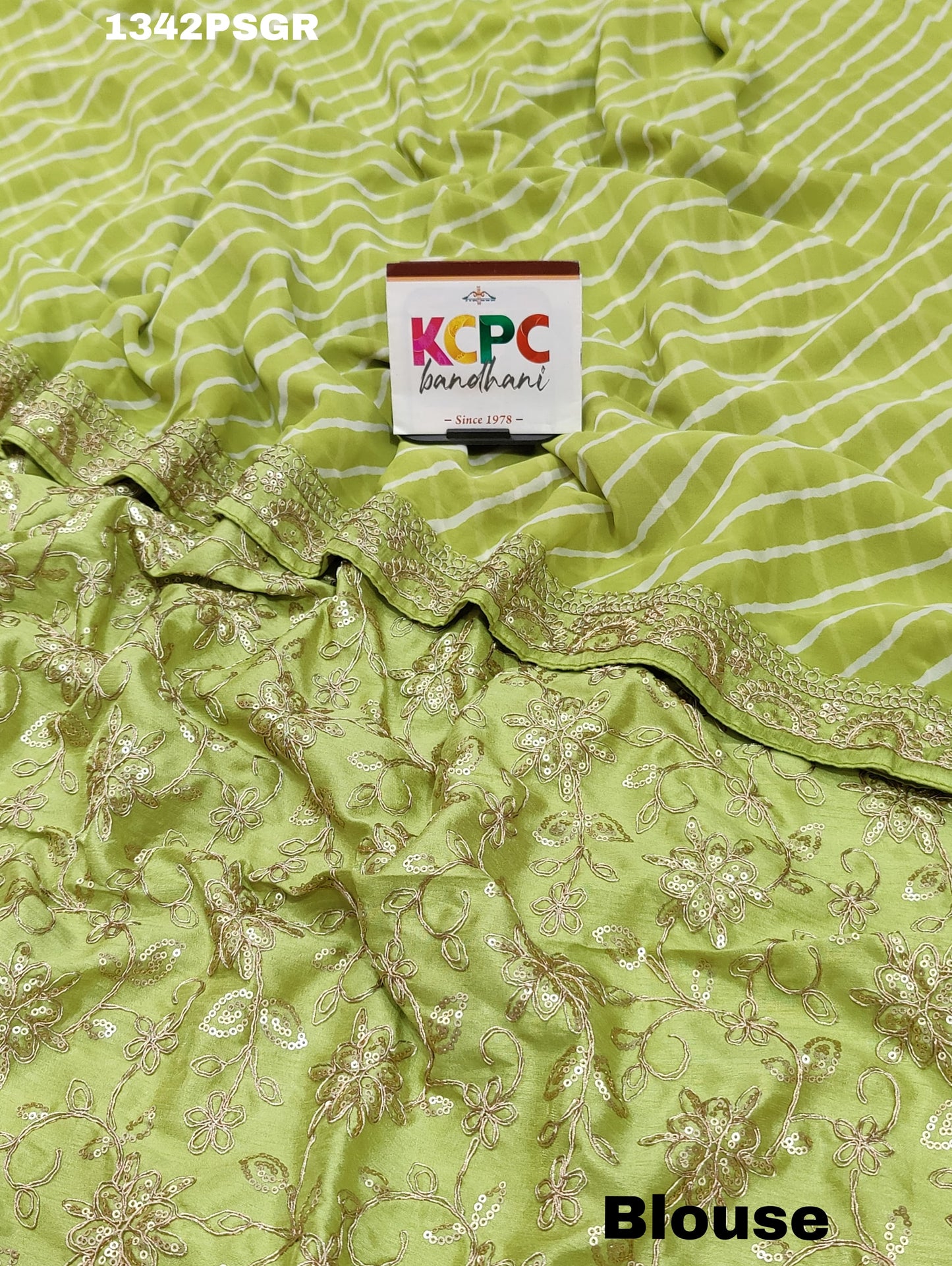 KcPc New Georgette lahariya embroidery design border saree,BHA