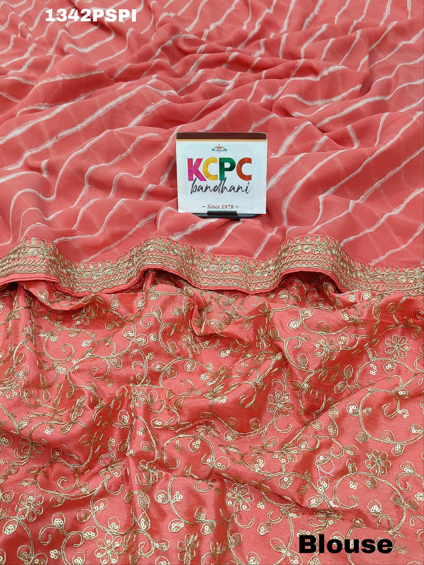 KcPc New Georgette lahariya embroidery design border saree,BHA