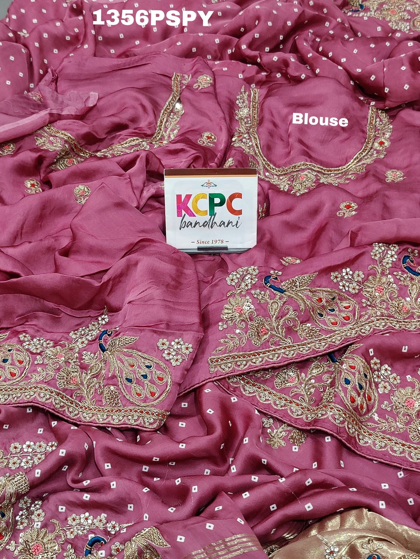 KcPc Beautiful Designer Pure Gaji silk Bandhani Heavy Zardoji work saree,RG