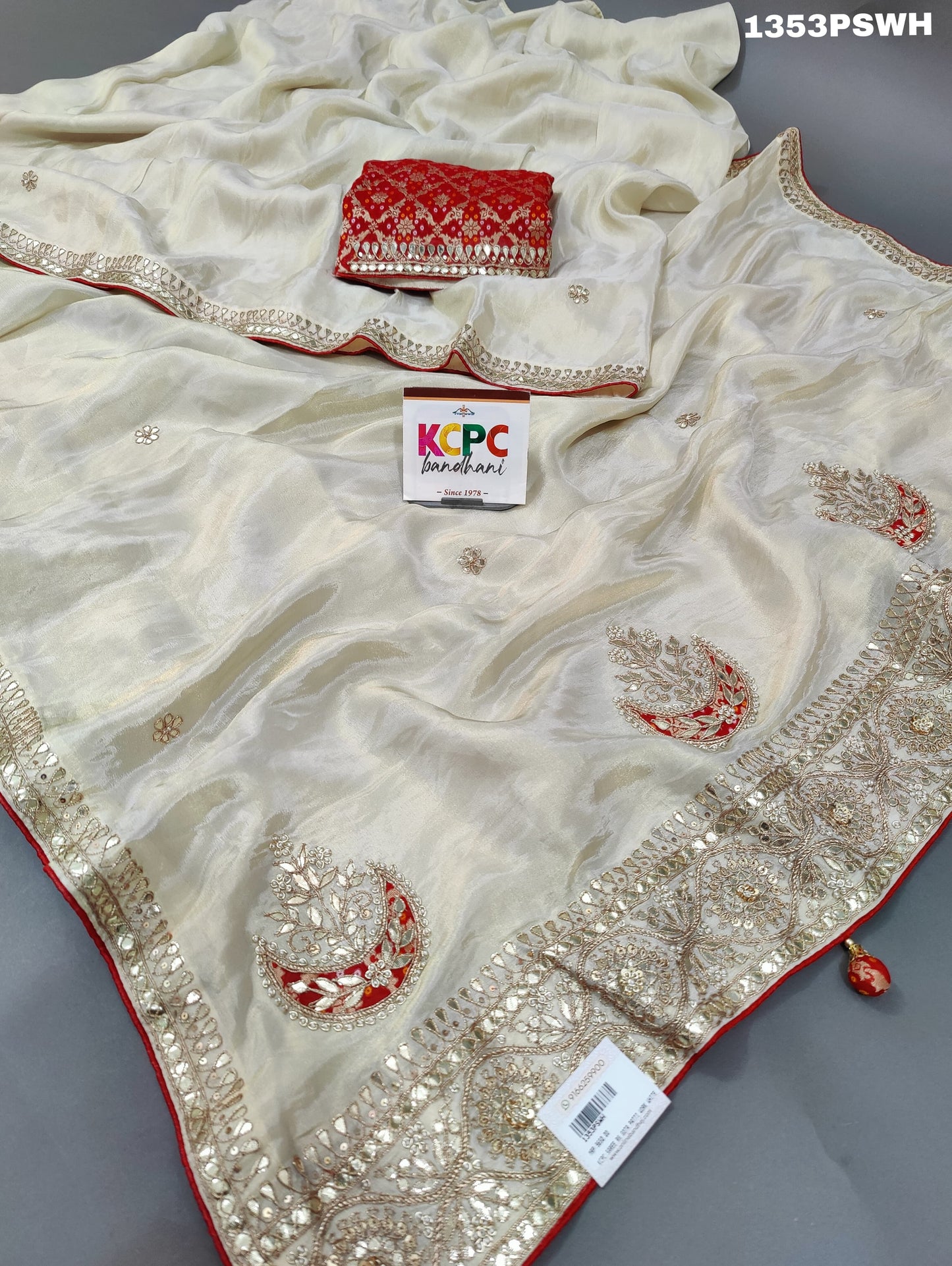 KcPc New Tussar Tissue silk Gotapatti work saree,RG