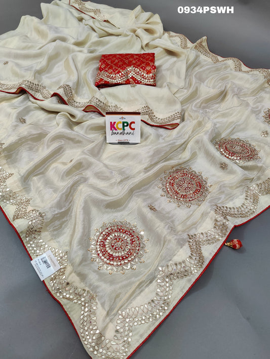 KcPc New Tissue Tussar silk Gotapatti work saree,RG